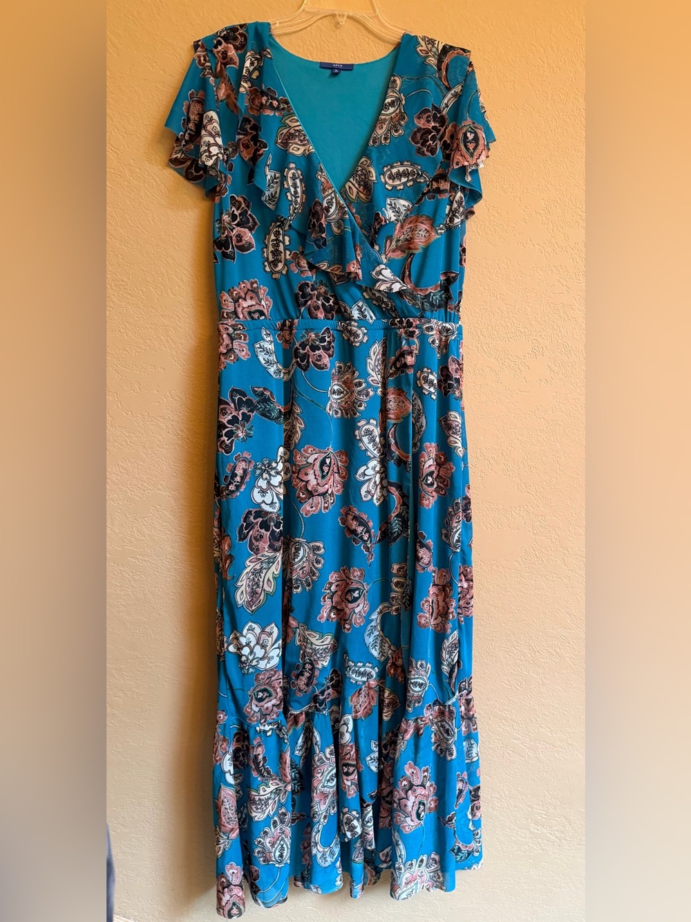Apt. 9 Teal Floral Wrap Maxi Dress